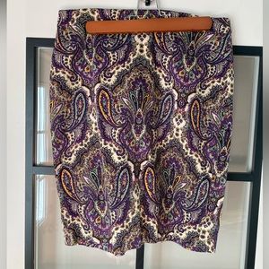 J. Crew Paisley The Pencil Skirt - Sz 6